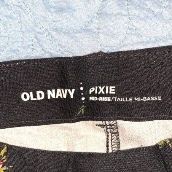 Old Navy Pixie Mid-Rise Floral Pants Size 0 Black - Picture 5 of 12